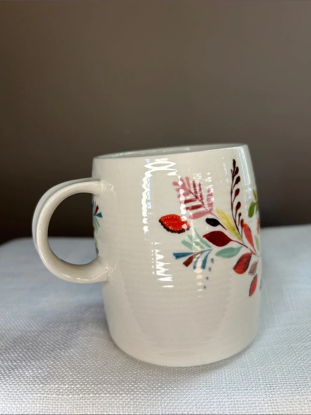 Anthropologie Ceramic Floral Monogram Mug - Blue R